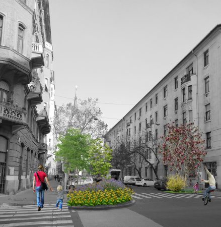 Liveable and resilient urban design with green island in Budapest